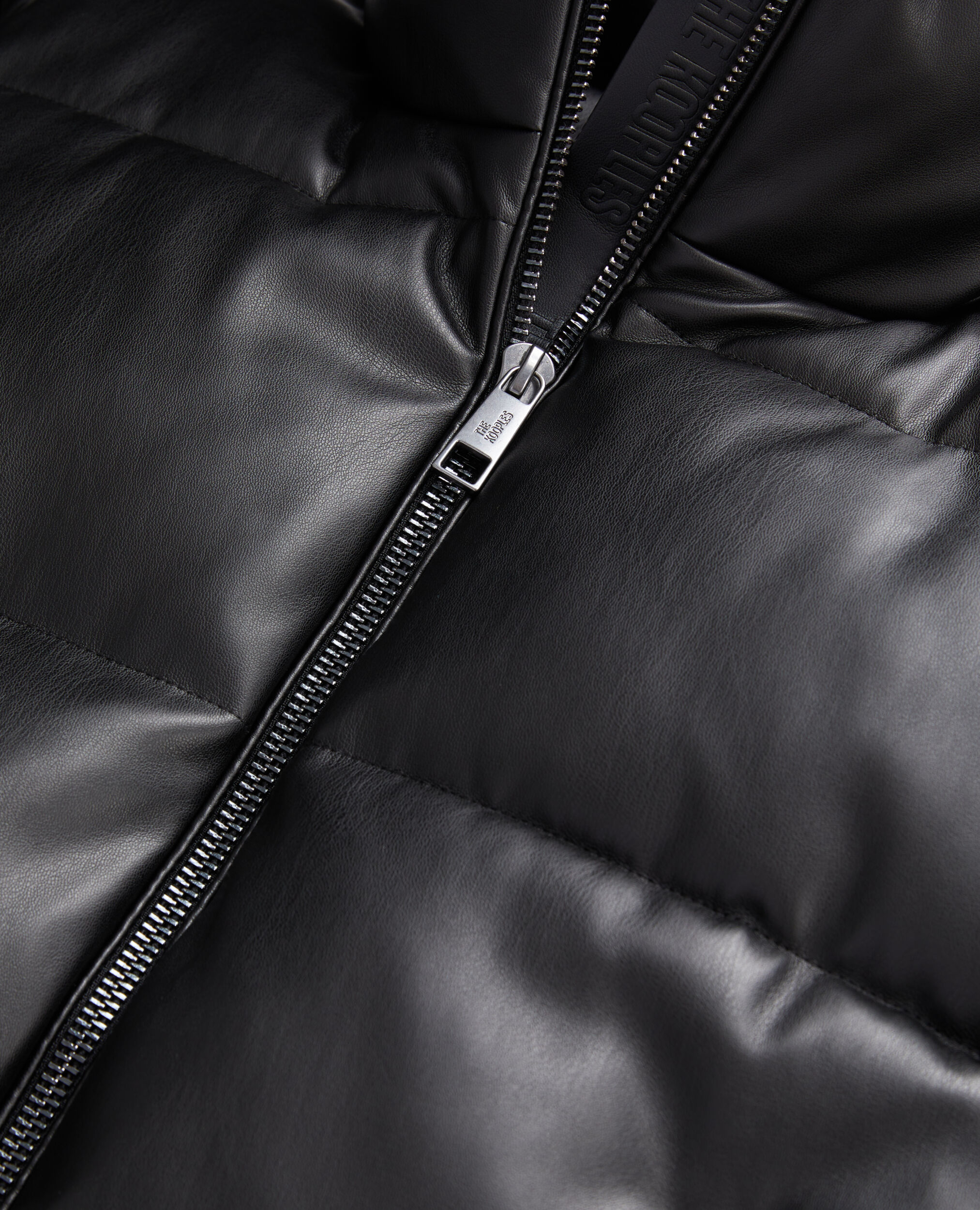 Black faux leather puffer jacket