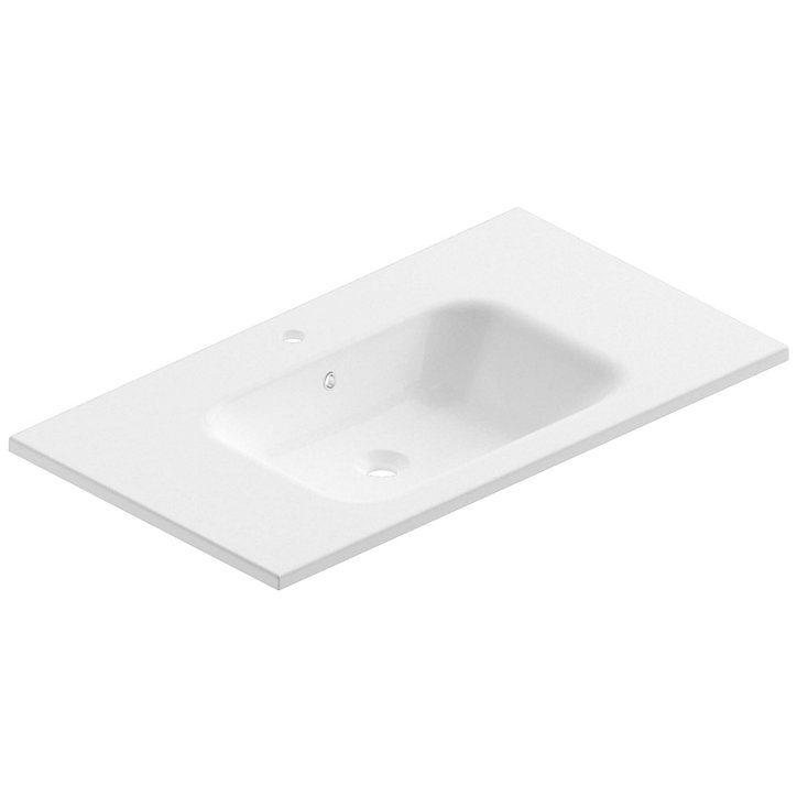 Meuble sous vasque à suspendre Pura noir 90 cm + plan vasque en résine blanc