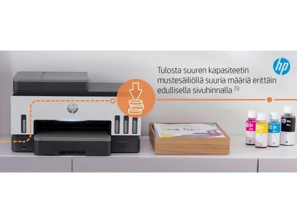 HP Smart Tank 7605 All-in-One - Multifunktionsprinter - farve - blækprinter - kan genopfyldes - Letter A (216 x 279 mm)/A4 (210 x 297 mm) (original) - A4/Legal (medie) - op til 13 spm (kopiering) - op til 15 spm (udskriver) - 250 ark - USB 2.0, Wi-Fi