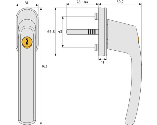 Abus FG200 witte afsluitbare raamkruk