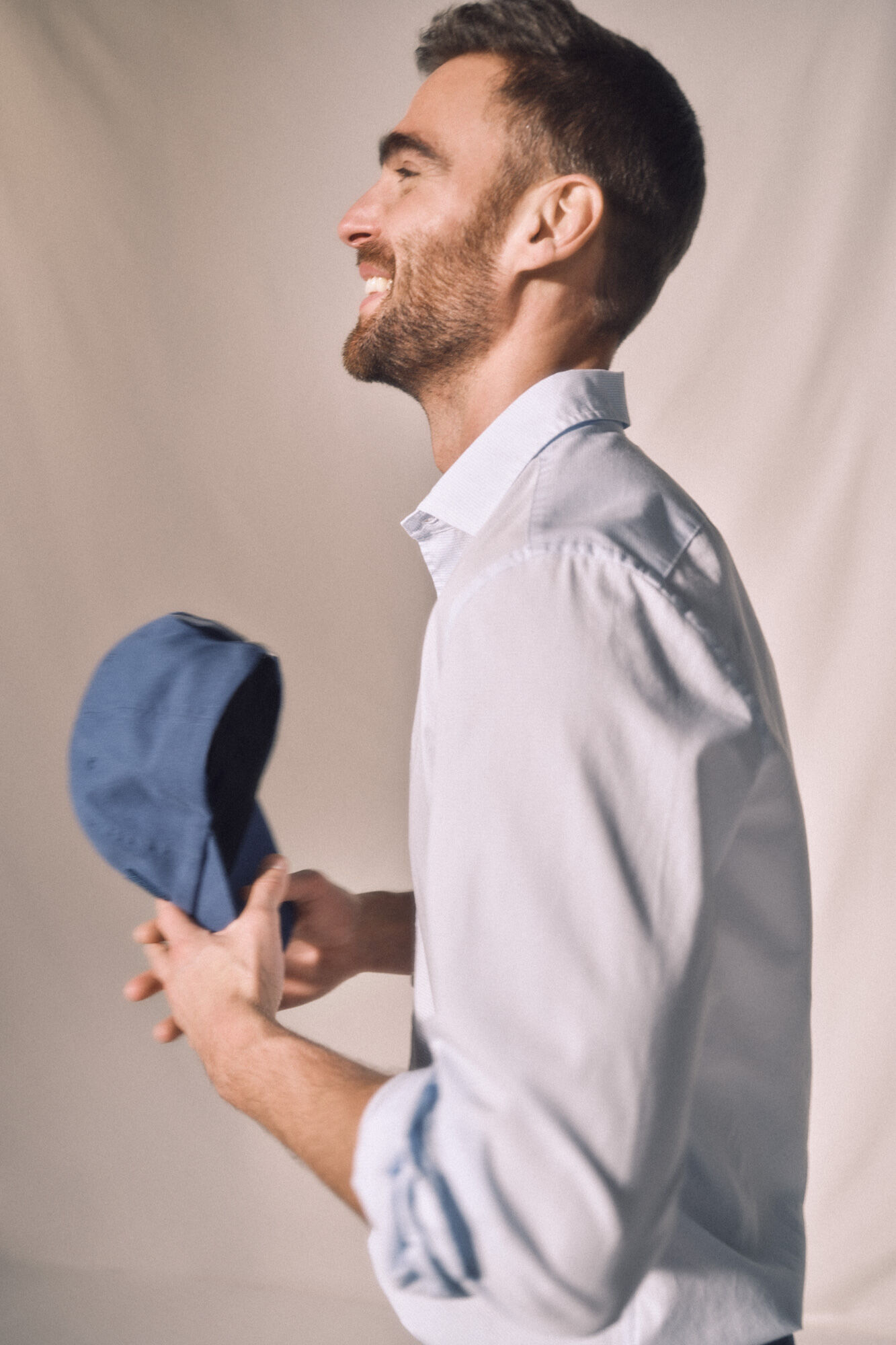 Camisa xadrez vichy pequena, mangas compridas - Azul