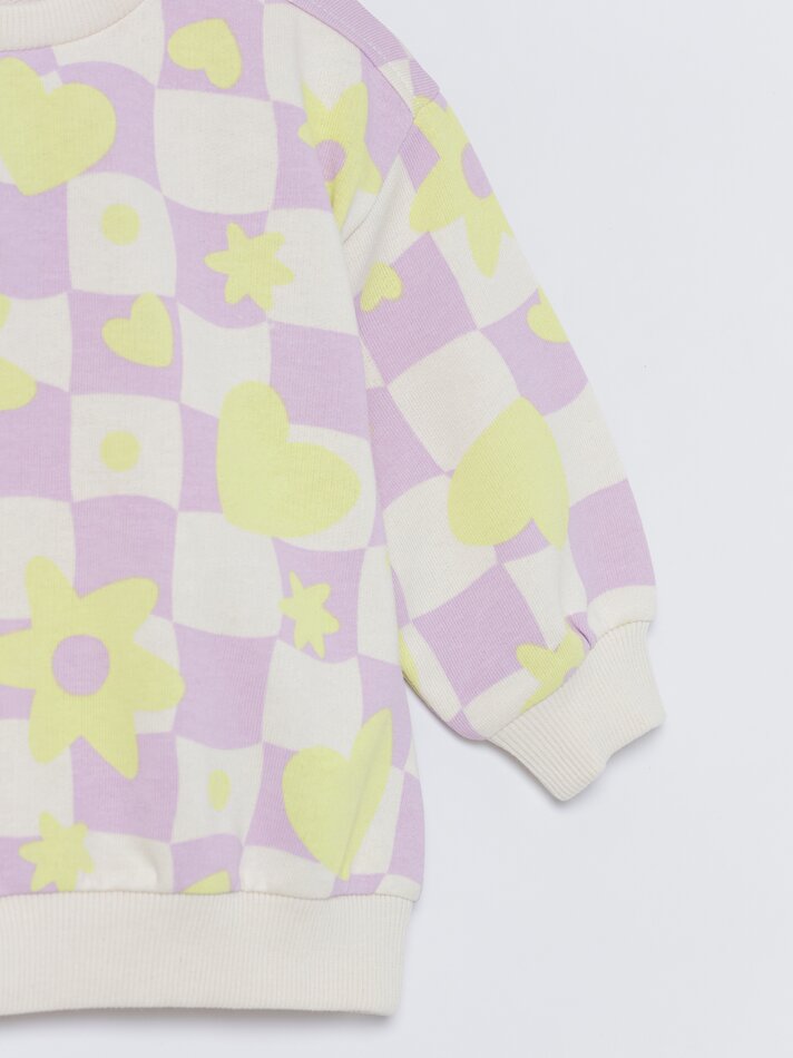 Conjunto com 2 moletons, um liso e um estampado - Cor Natural