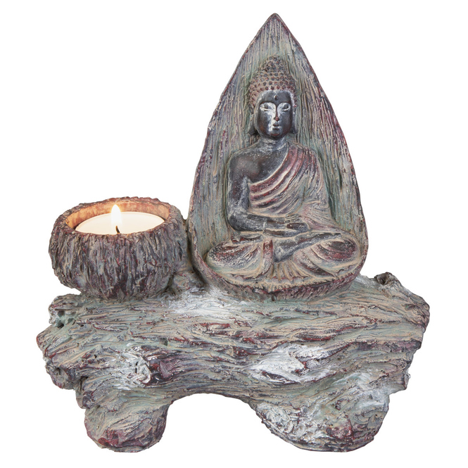Teelichthalter - Buddha - aus Polyresin - ca. 17 x 6 x 17,5 cm