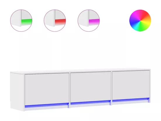 Meuble TV avec LED blanc 165x34x40 cm bois d'ingénierie