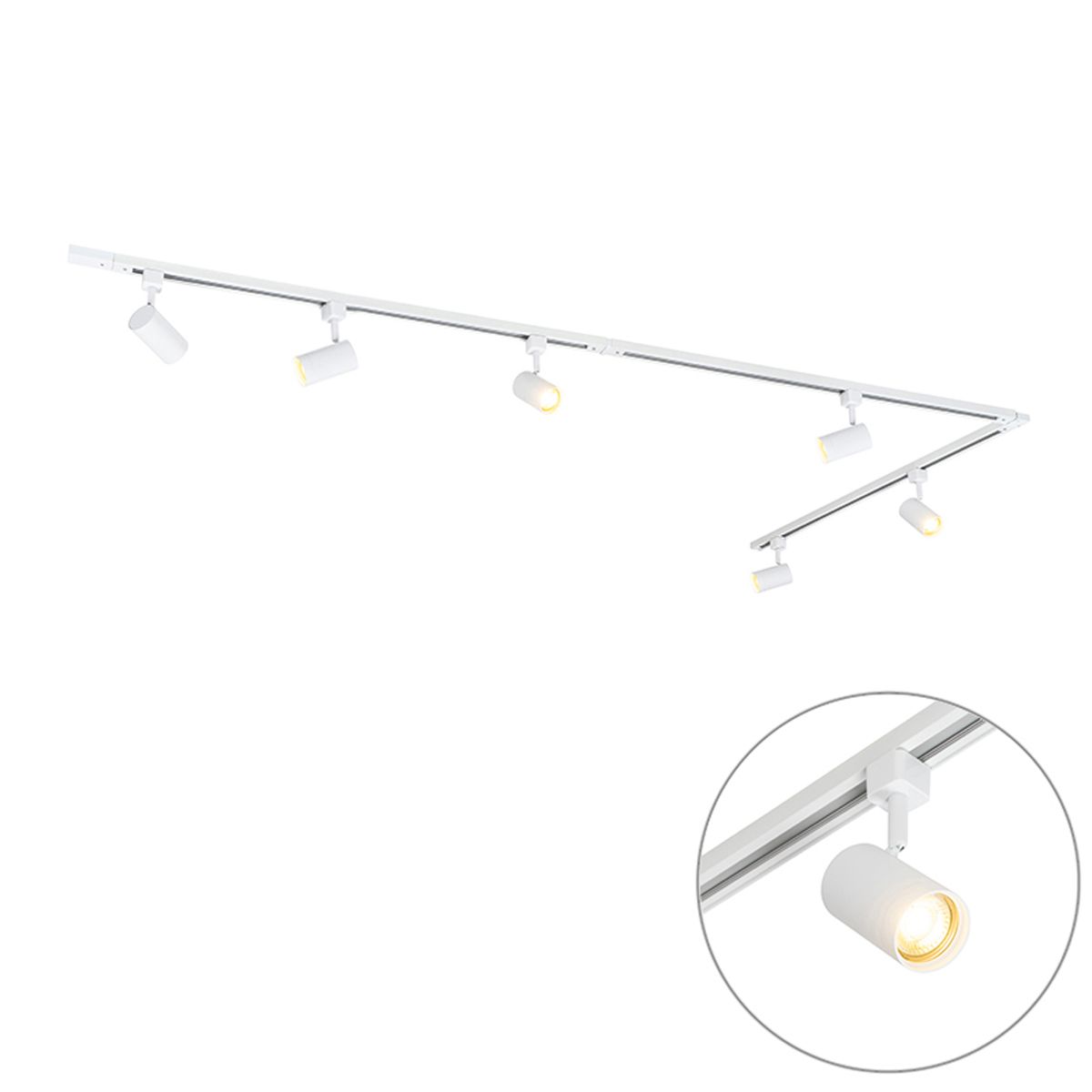 Modern railsysteem met 6 spots wit 1-fase 300cm - Iconic Jeana