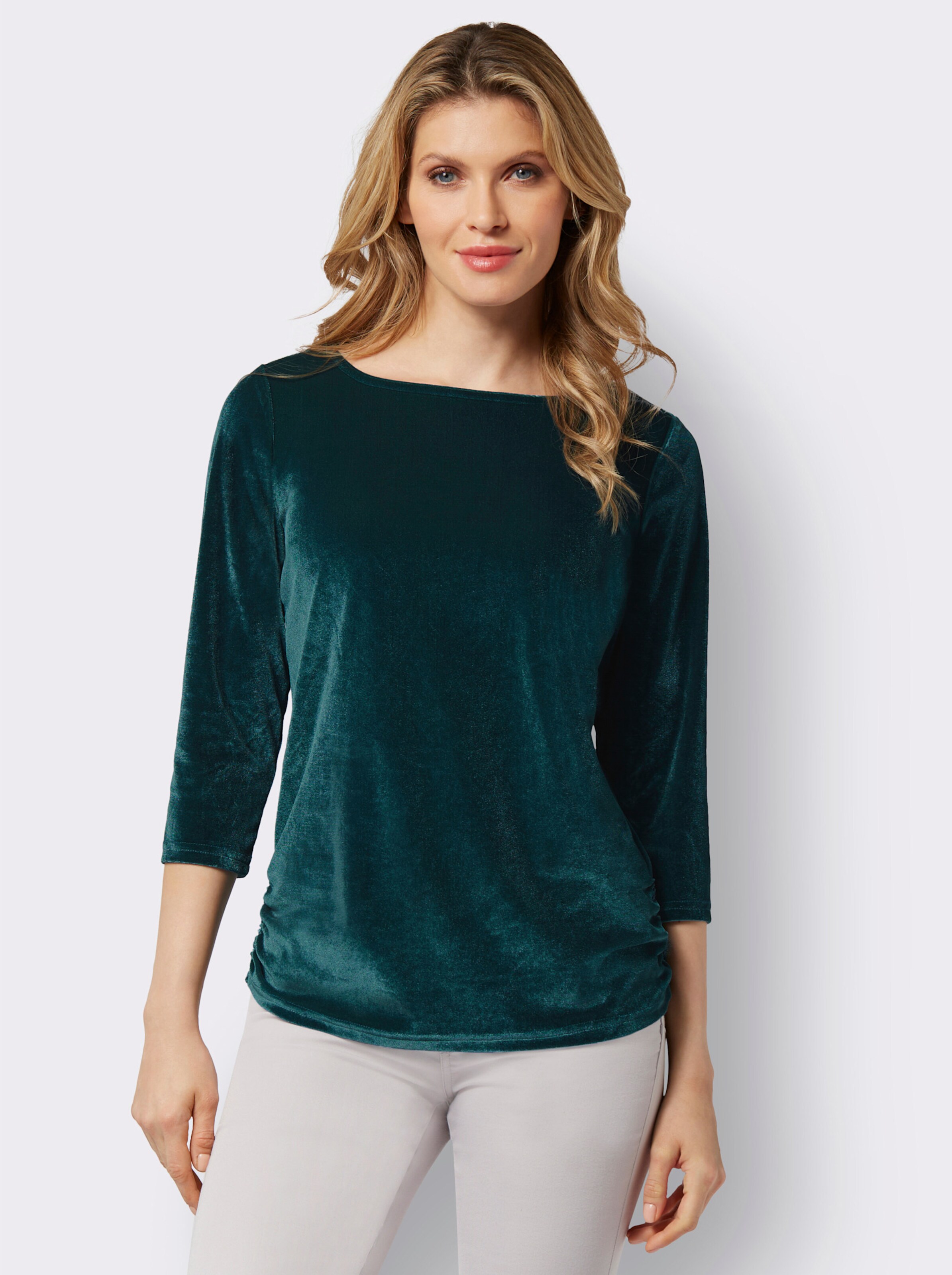 34-Arm-Shirt aus schimmerndem Samt
