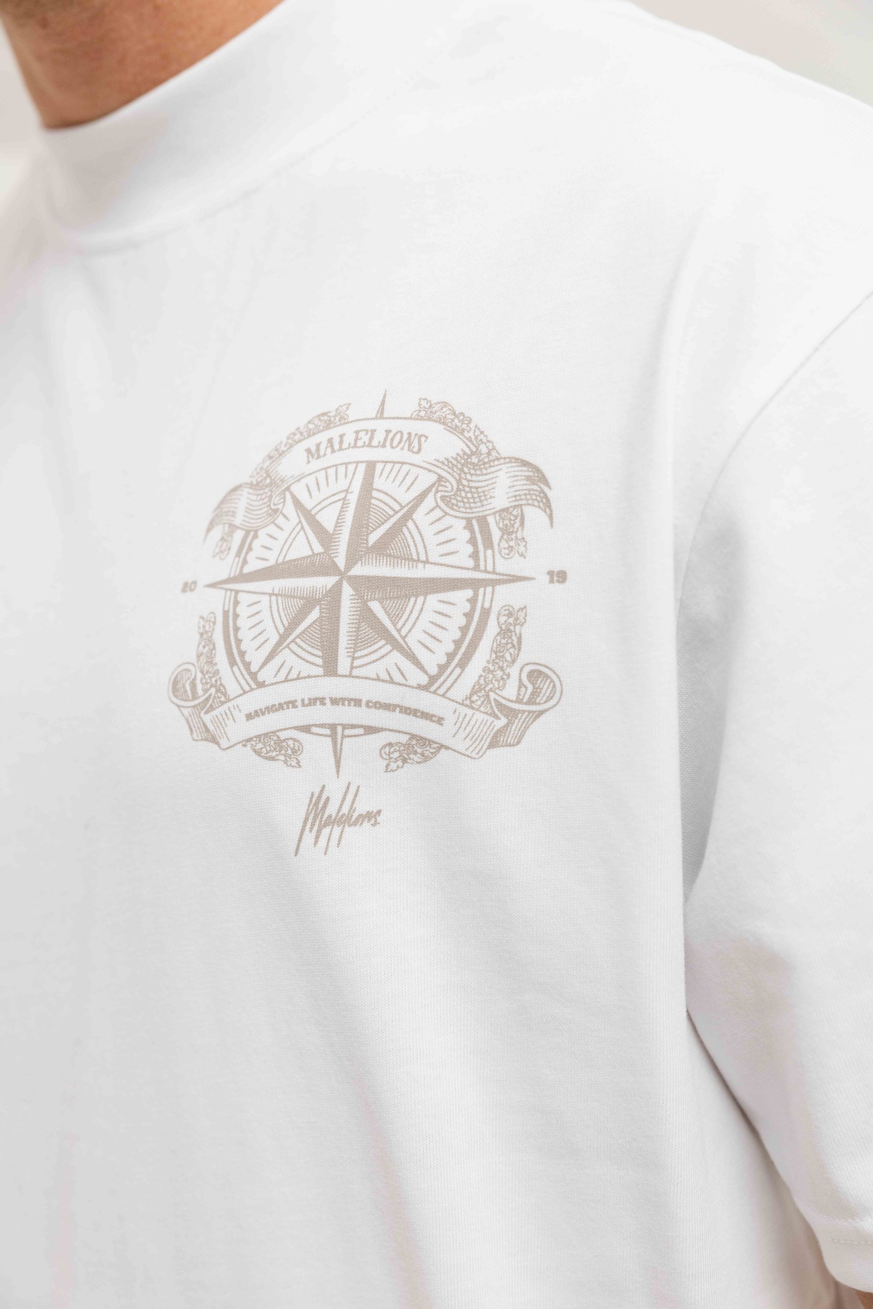 Malelions Compass T-Shirt Heren Wit