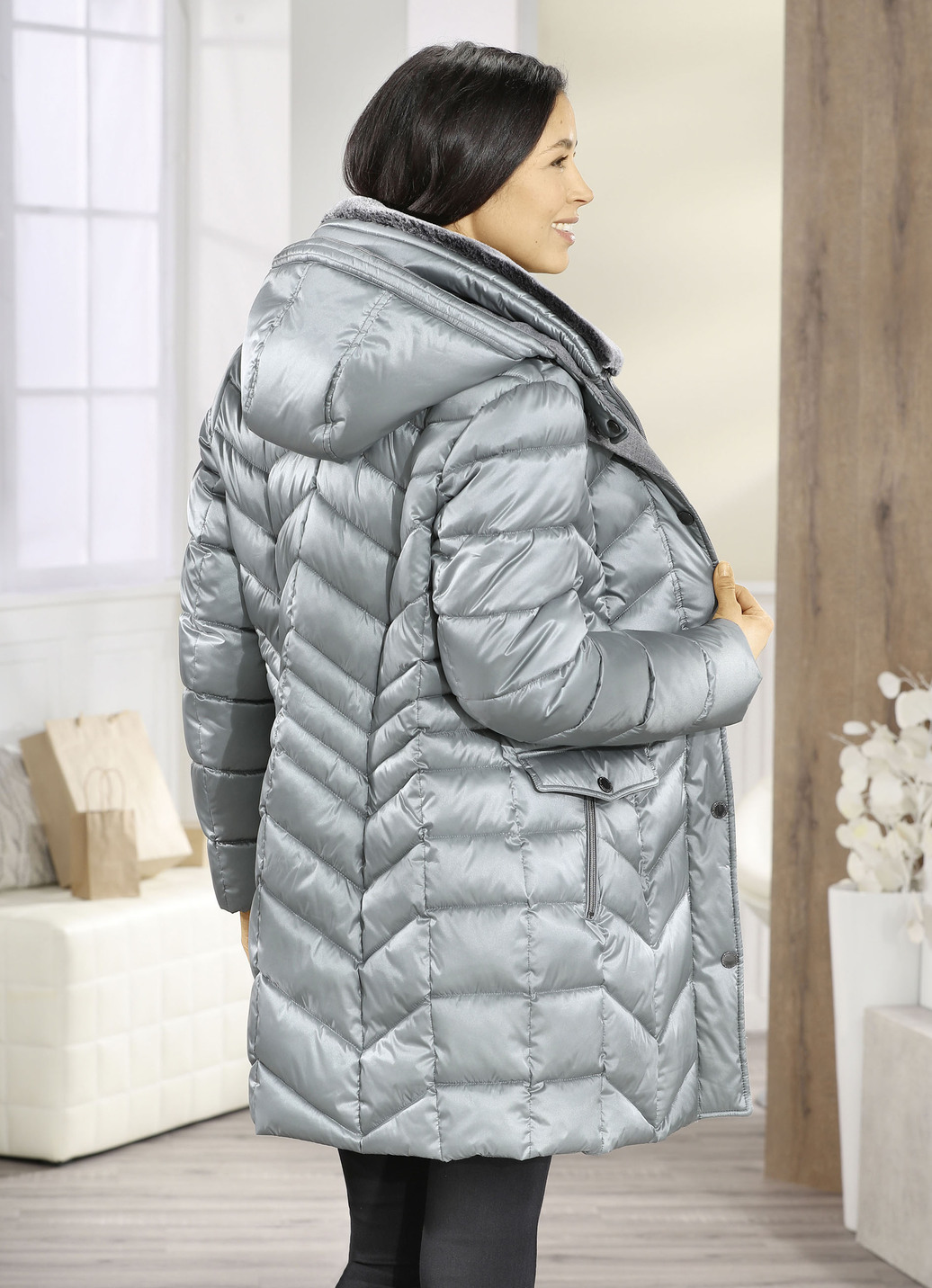 Jacke mit abnehmbarem Kunstpelz-Besatz am Kragen