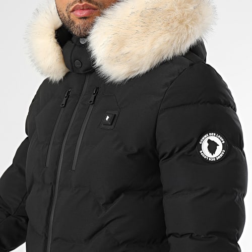 Doudoune Chauffante Capuche Fourrure Val D'Isere Premium Noir Blanc