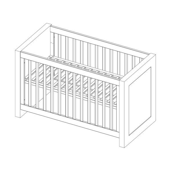 Kidsmill Long Island Babybed Zwart / Oldwood 60 x 120 cm