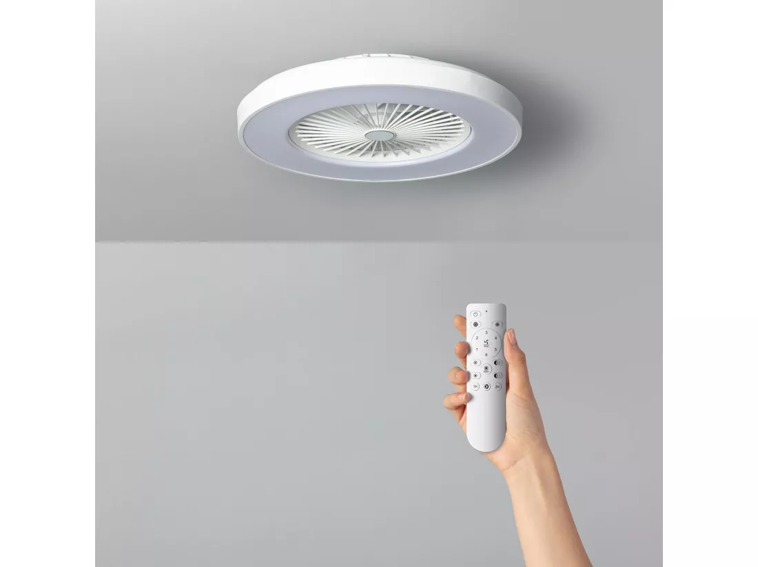 Ventilateur de Plafond Silencieux Dhalia Blanc 58cm Moteur DC Blanc