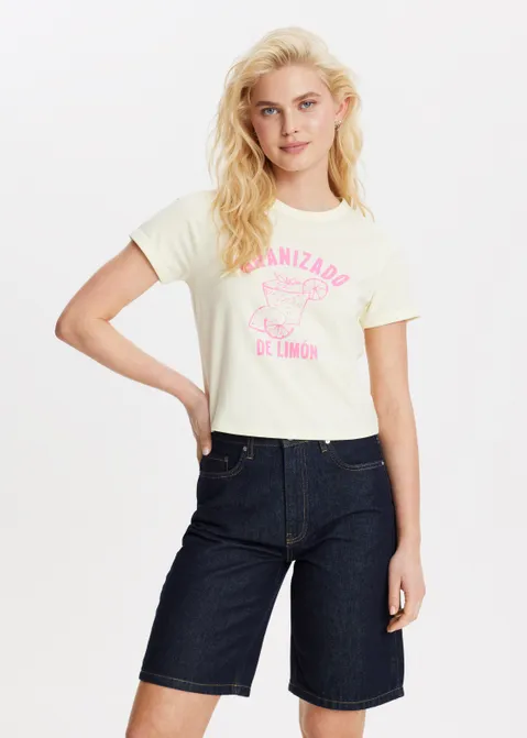 T-shirt met print limon geel (GEE.L)