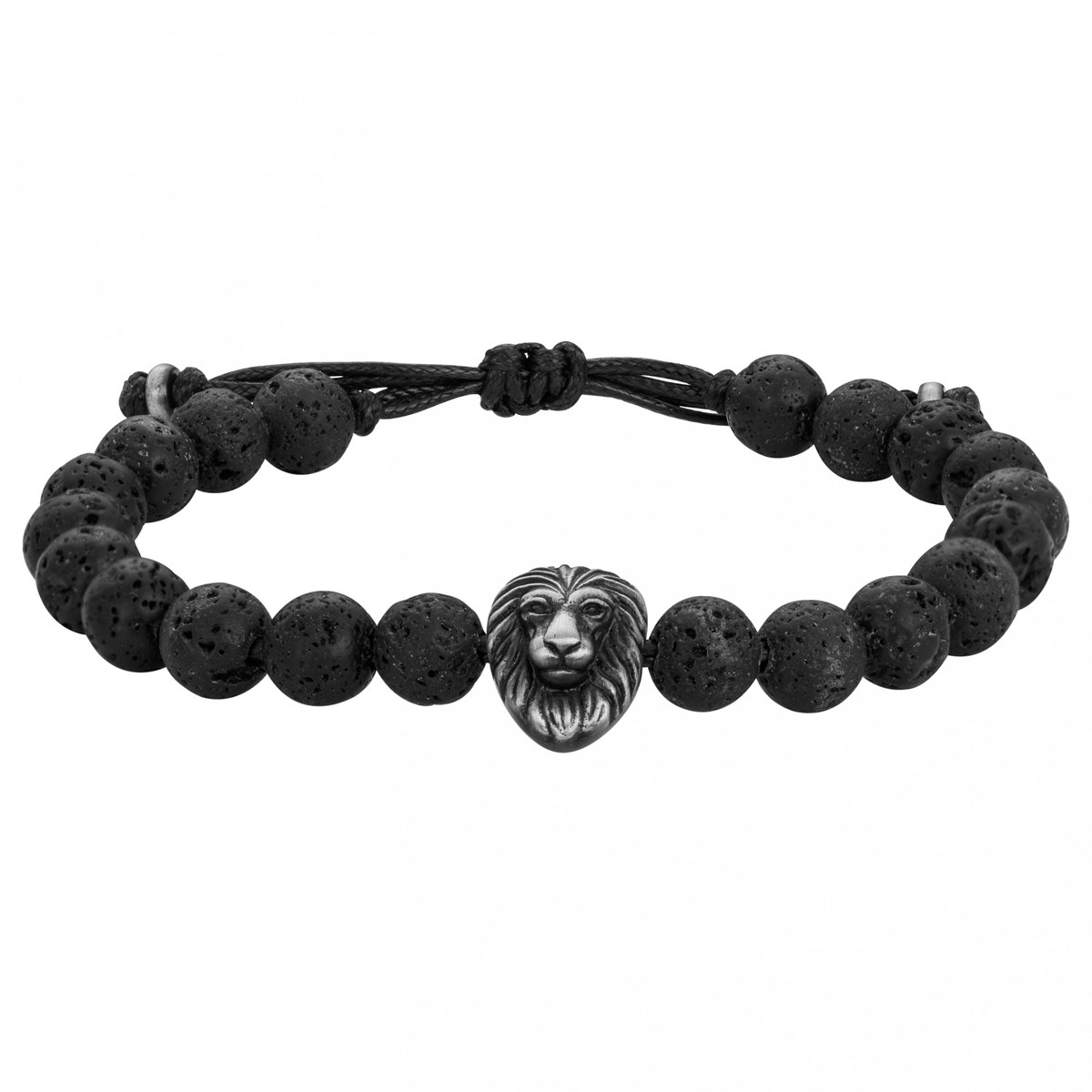 Bracelet souple Esteban en PVD avec lave noir
