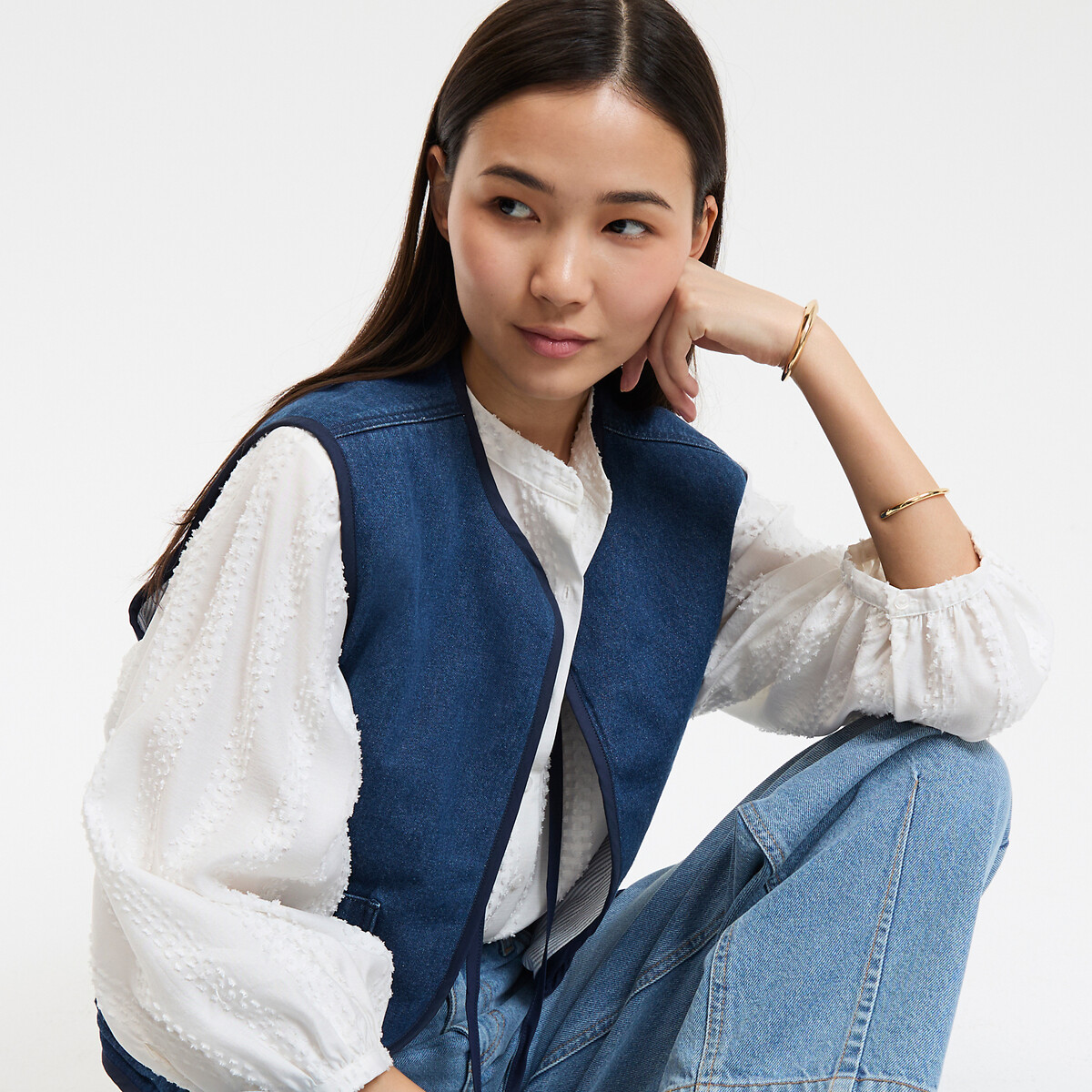 COLEÇÕES LA REDOUTE<br>Colete jeans sem mangas, reversível