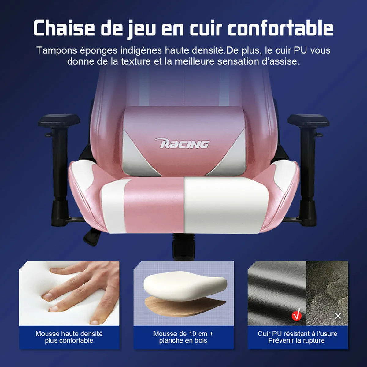 Lexzurn Chaise gaming - Rose