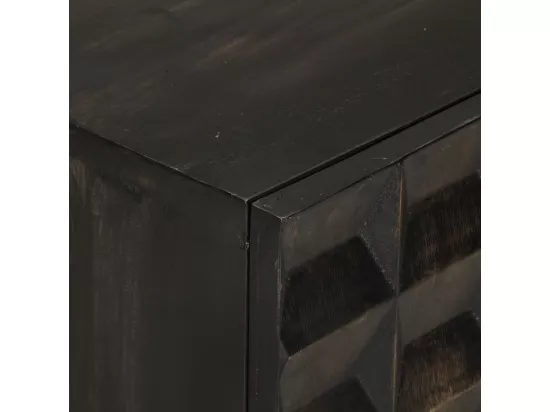 Buffet Noir 55x34x75 cm Bois massif de manguier et fer
