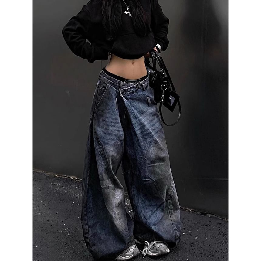Rosesand - Low Rise Washed Loose-Fit Wijde Jeans