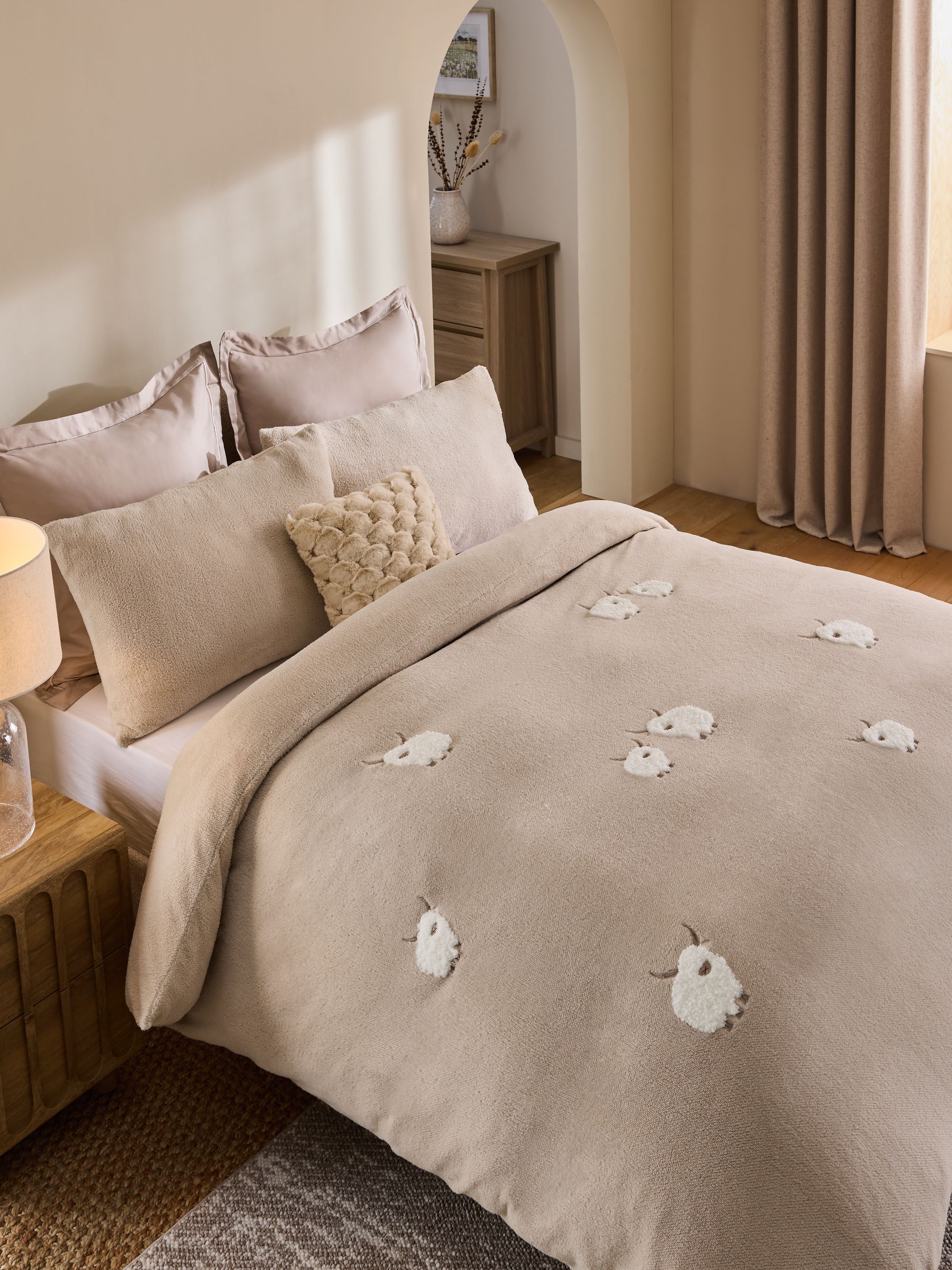 Fleece tufted dekbedovertrek en kussensloopset Hamish