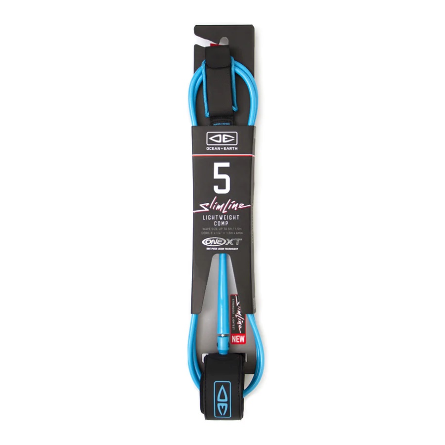 Ocean and earth Leash - Slim Line Comp One XT - 5'0 Black / Blue