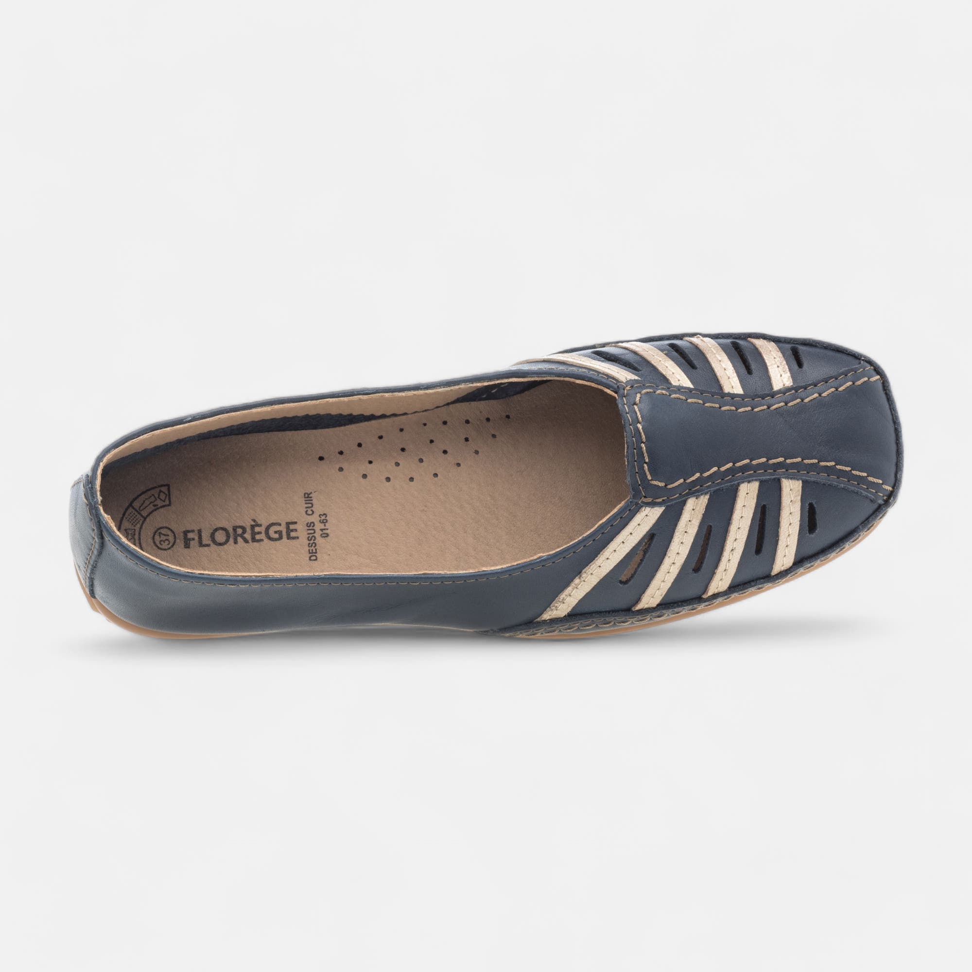 Escarpins pieds sensibles à talon Femme en cuir bleu marine