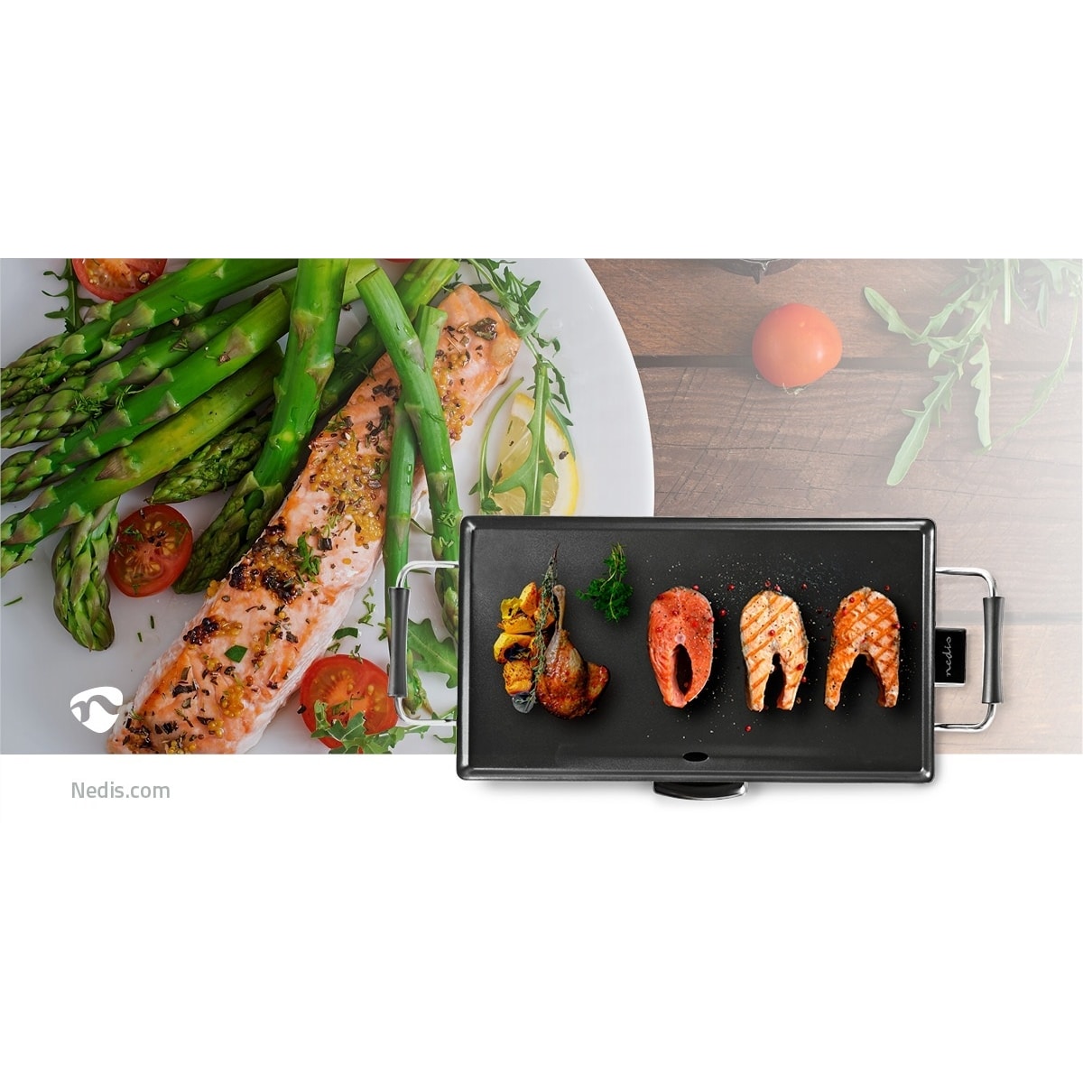 Nedis Teppanyaki Table Grill | Bakeflat (l x b): 47.5 x 26.5 cm | 5 Varmeinnstillinger