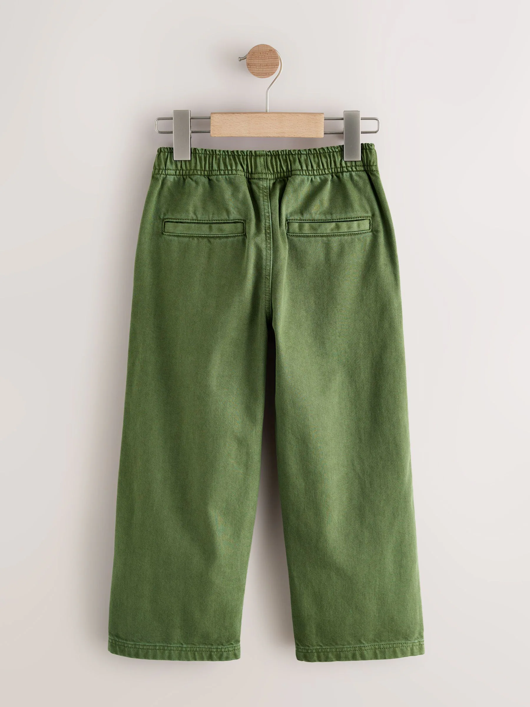 Kakigroen - Twill jeans met aantrekkoord (3-16jr)