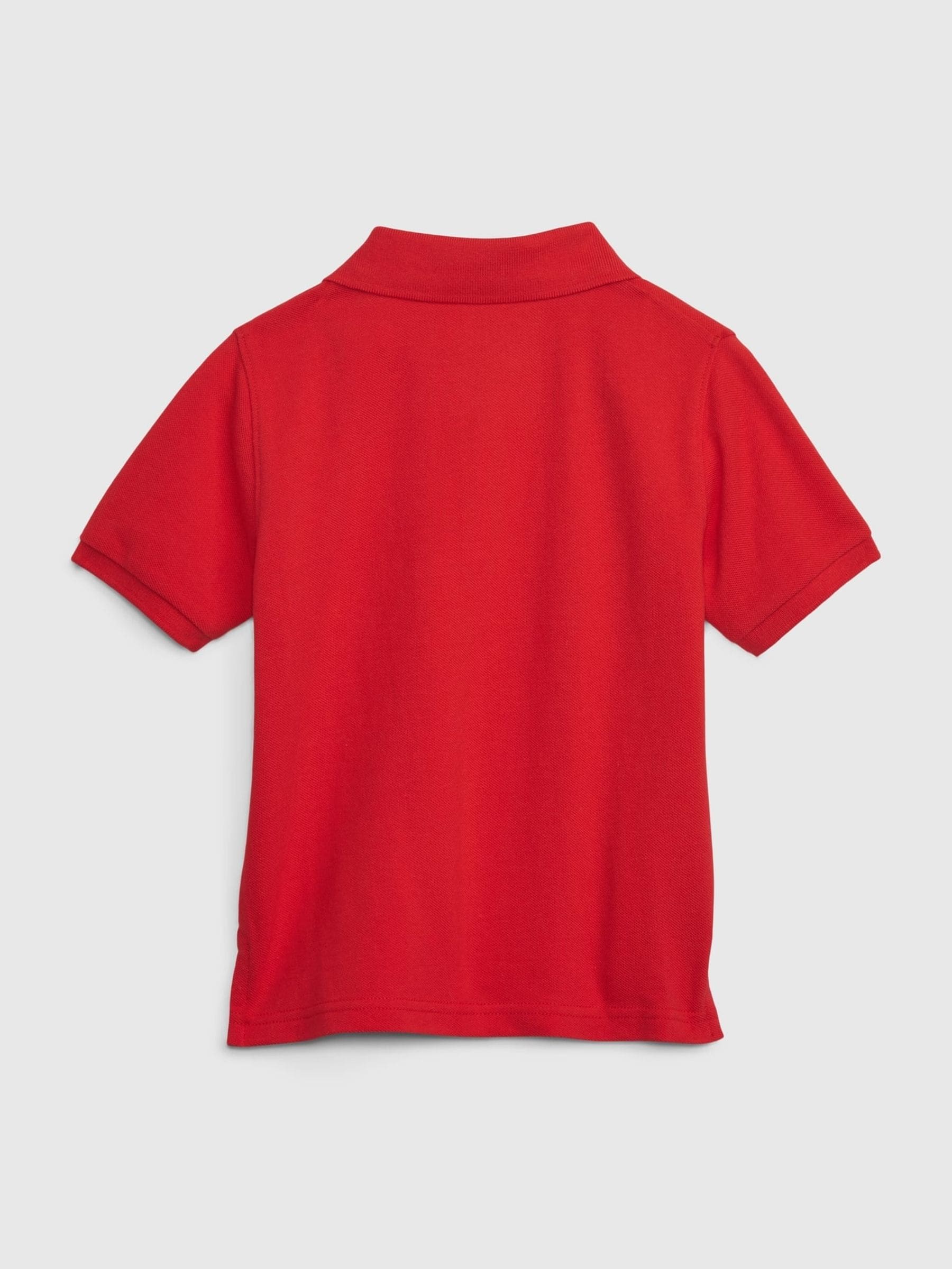 Rood - Gap piqué poloshirt met korte mouwen en logo (pasgeboren baby-5 jr)