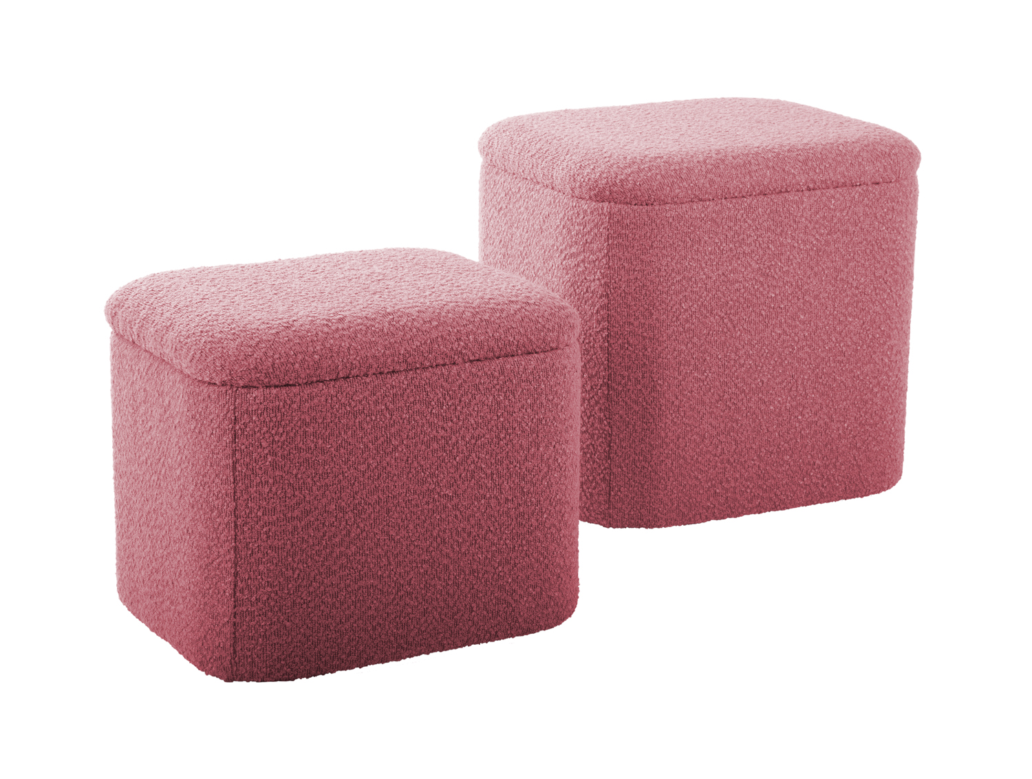 Pouf set Ada storage bouclé faded pink, set of 2pcs