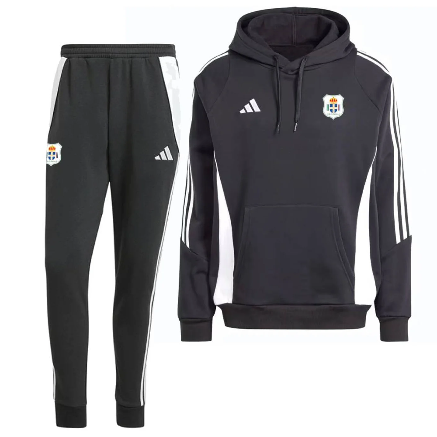 adidas PEC Zwolle Hooded Trainingspak Kids Zwart Wit
