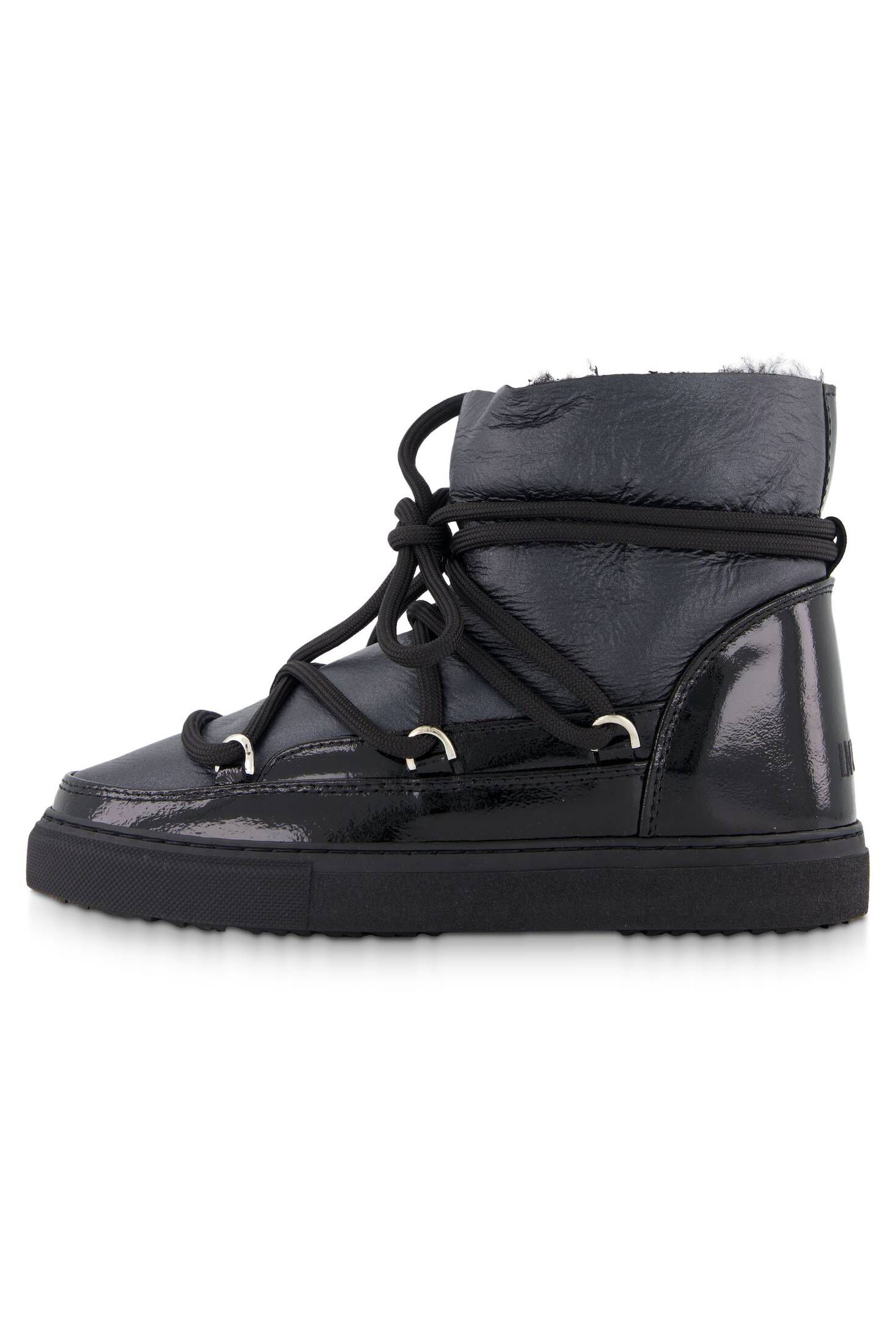 INUIKII| Damen Boots GLOSS SNEAKER BOOTS aus Leder und Lammfell