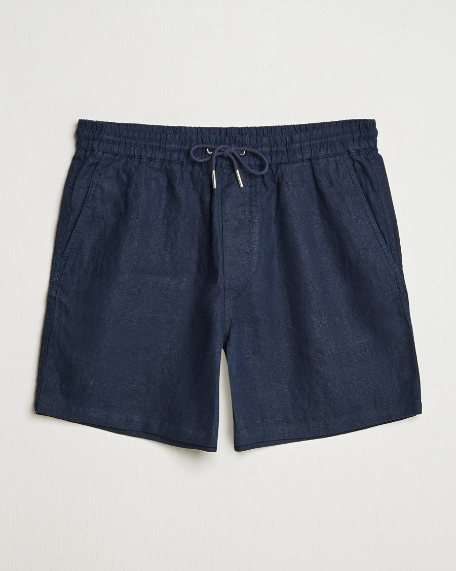 NN07 Gregor Linen Drawstring Shorts Navy Blue