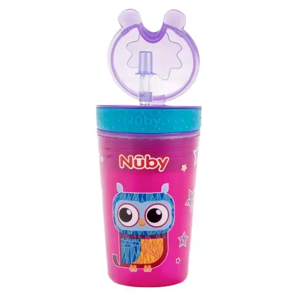 Nuby Gobelet Gourmand Chouette Rose 270ml