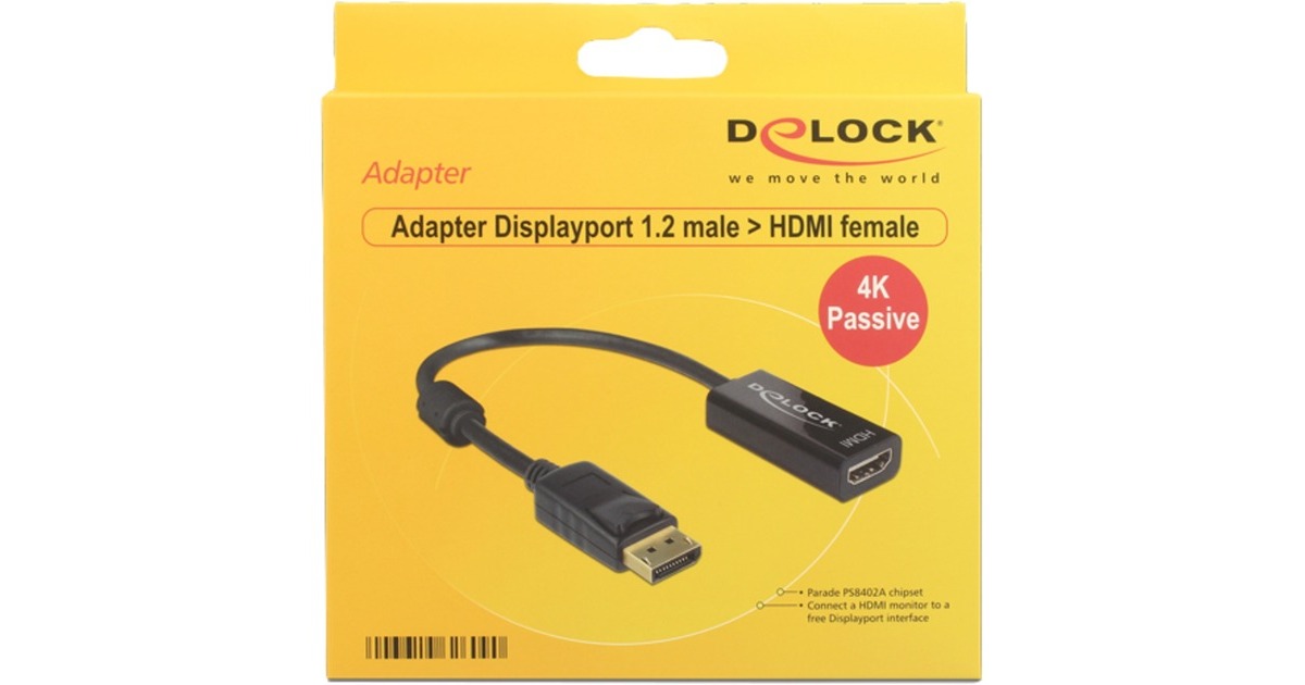 DeLOCKDisplayPort 1.2 > HDMI adapter  (Zwart, 0,2 meter, 4K)