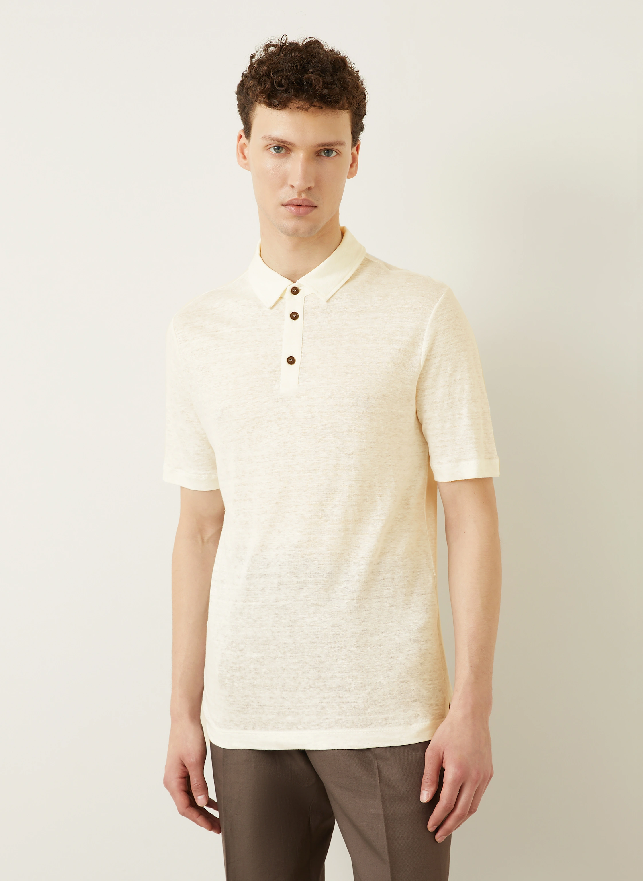 GIORGIO ARMANI Jersey-Poloshirt aus Leinen