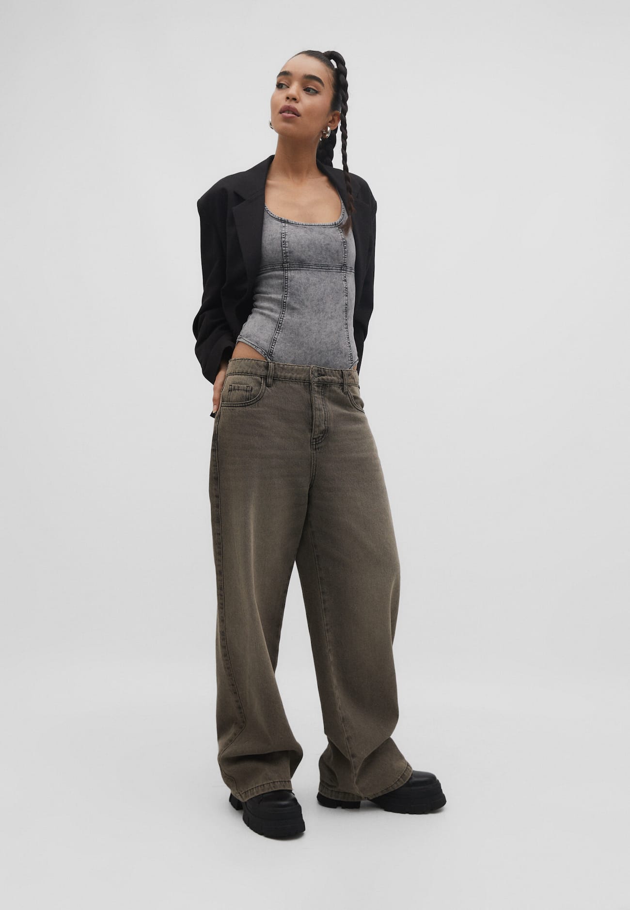 body de jeans desbotado