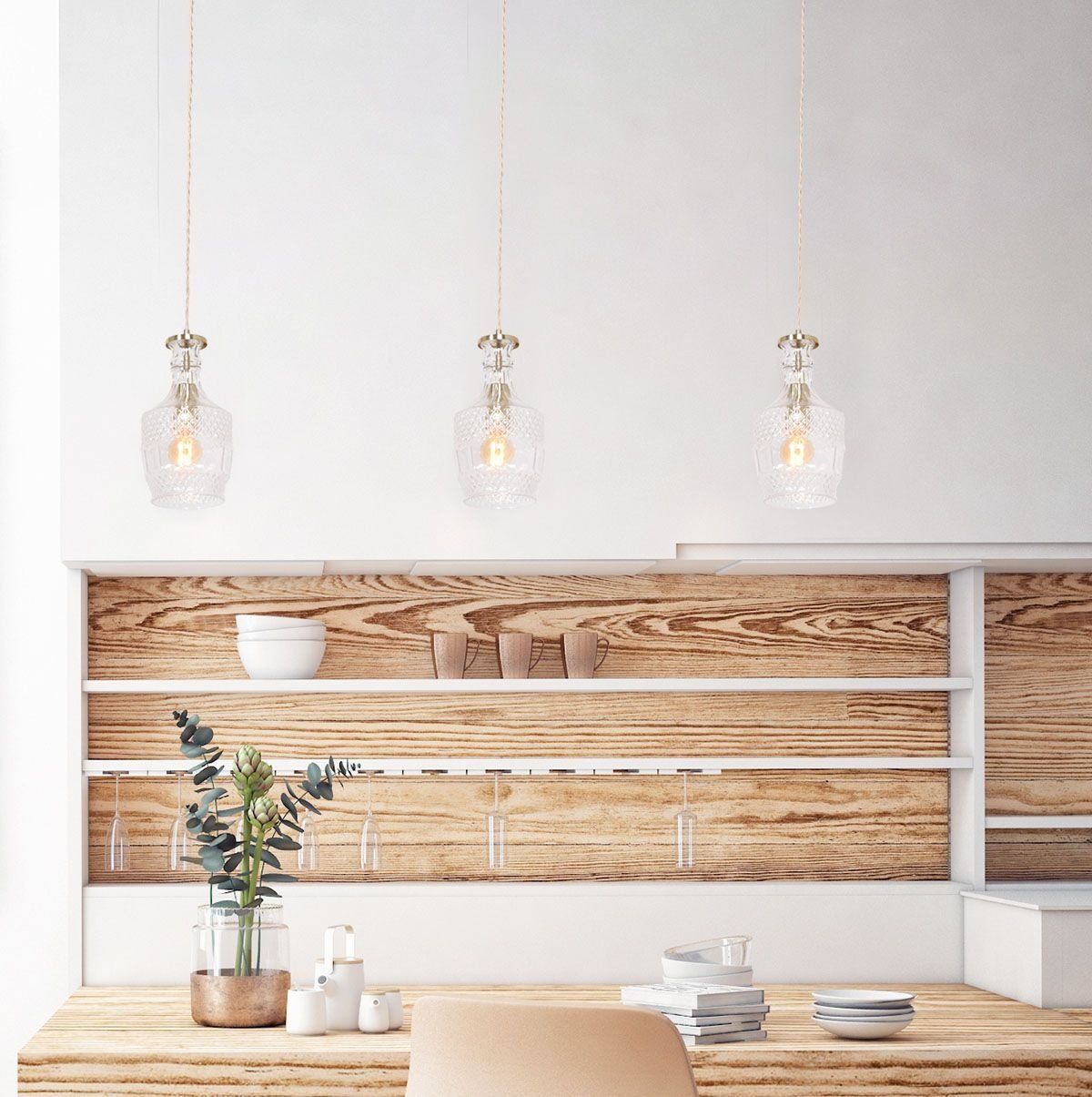 Mexlite Grazio glass hanglamp â E27 (grote fitting) â messing