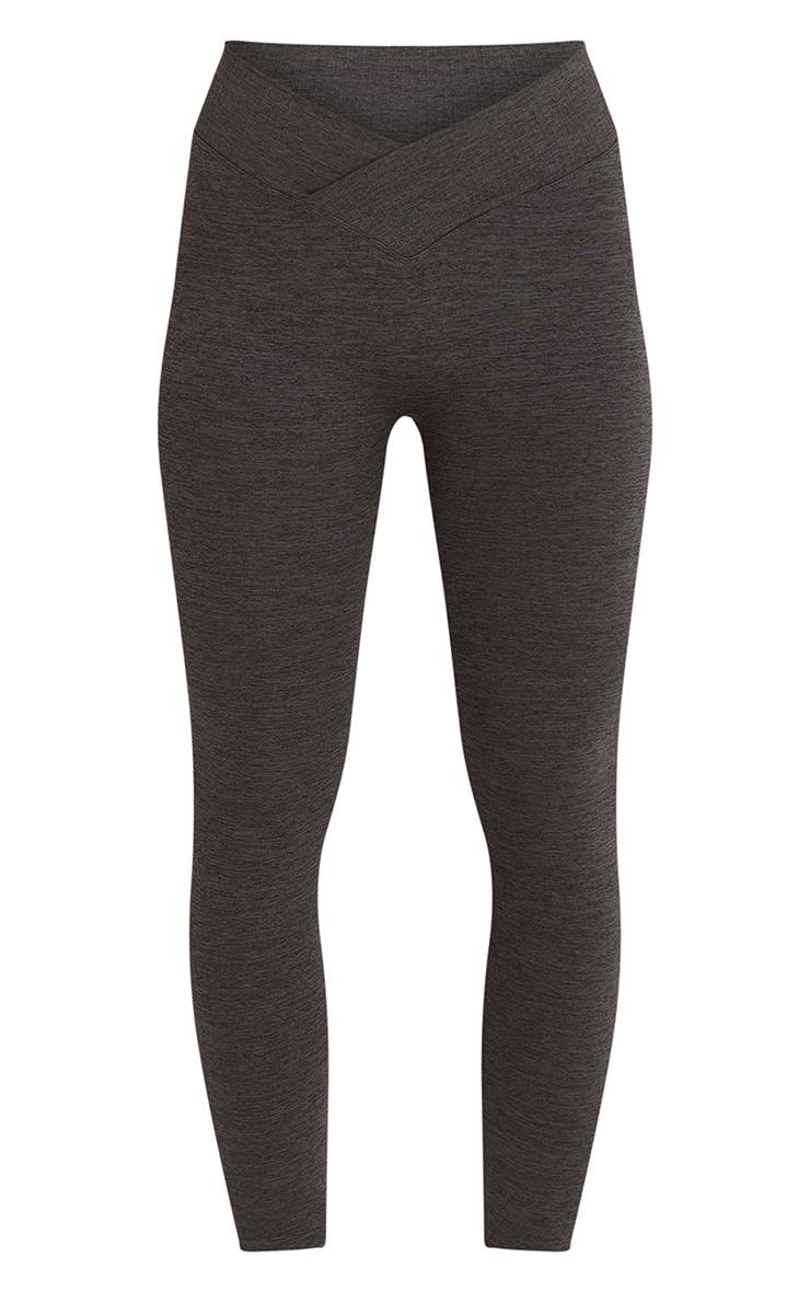 Charbon Legging Chiné Sans Couture À Taille Croisée
