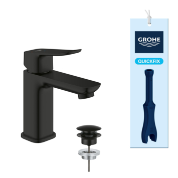 Grohe Dice wastafelmengkraan S-Size Push open Mat Zwart