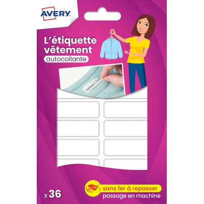 Avery - 36 Étiquettes blanches pour vêtements - 45 x 13 mm