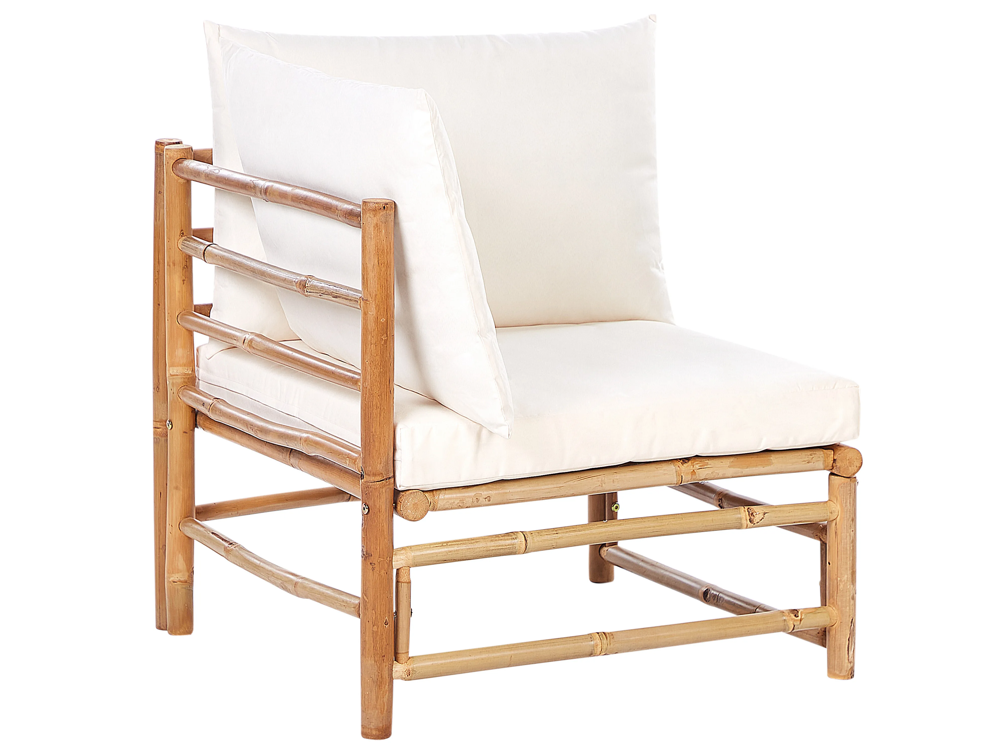 Loungeset met tafel 6-zits CERRETO Bamboehout Gebroken wit