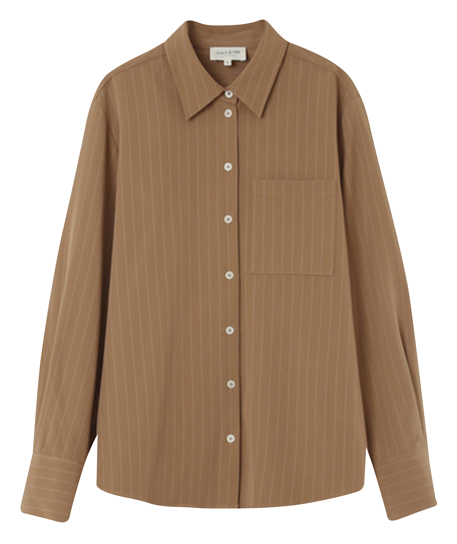 NAWELLE - Chemise col classique ample rayée | Marron