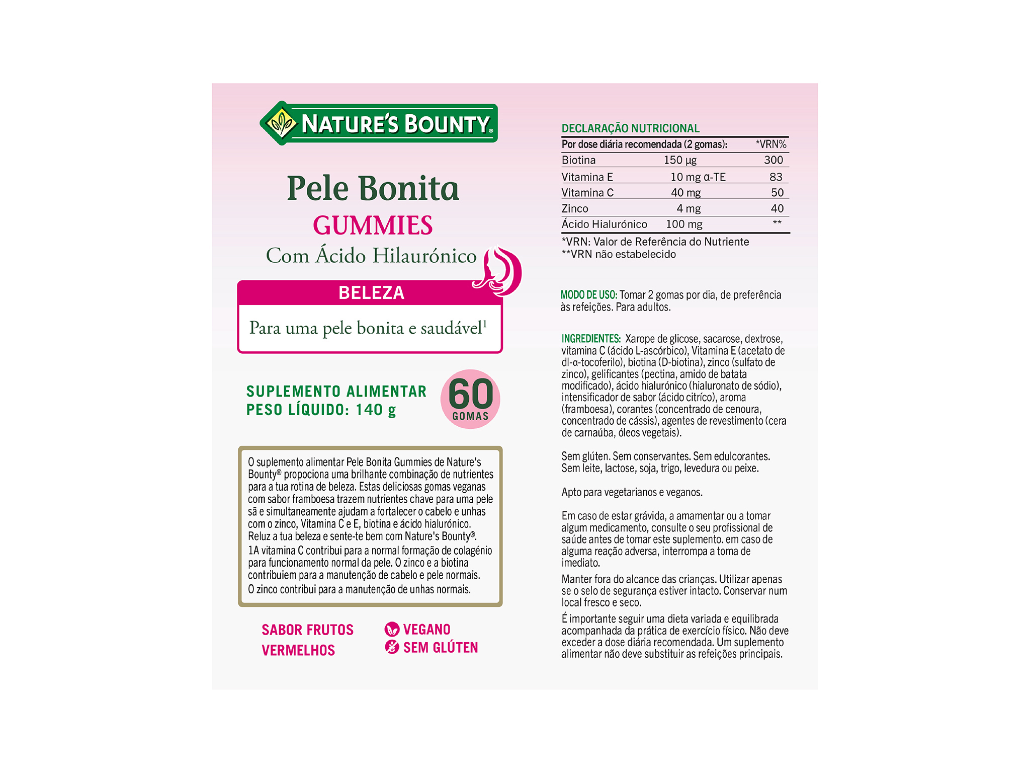 SUPLEMENTO NATURE?S BOUNTY PELE BONITA 60 GOMAS