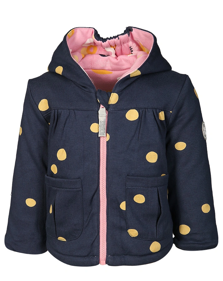 Wende-Kapuzenjacke FUNKY DOTS in rosa/blau