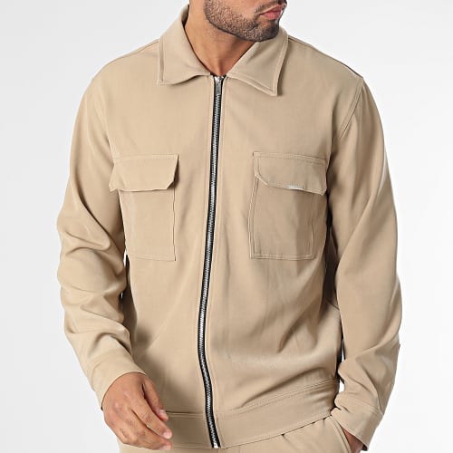 Ensemble Veste Zippée Et Pantalon Cargo Beige