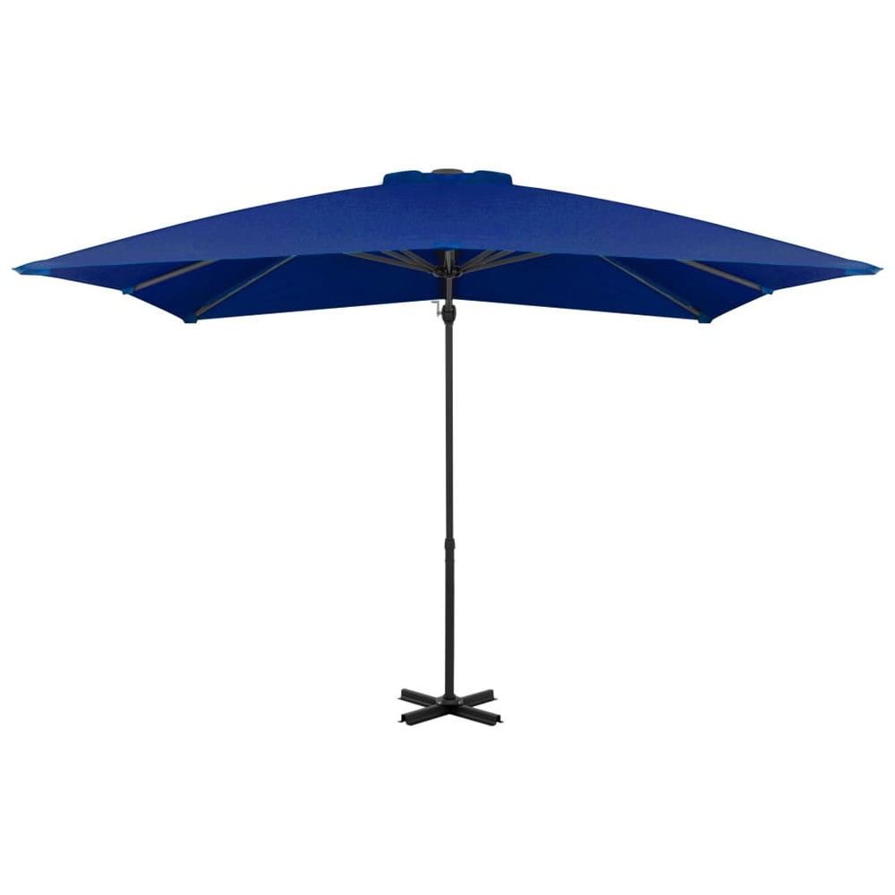 Parasol déporté et mât en aluminium 250 x 250 cm bleu azuré