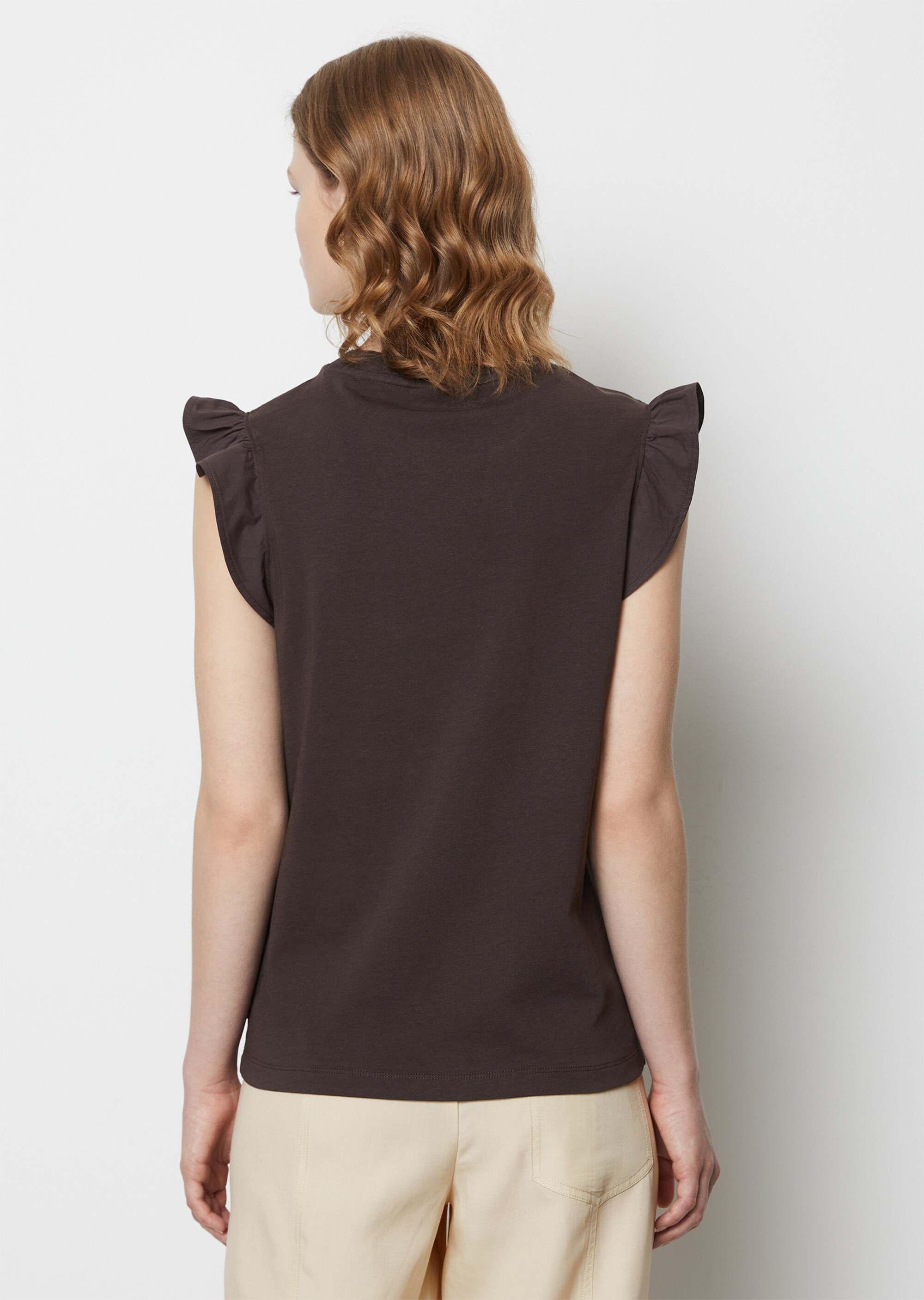 Volant-T-Shirt loose aus Material-Mix