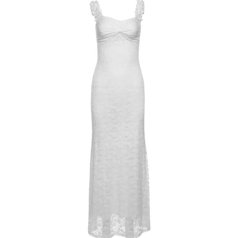 Bababy - Off-Shoulder Maxi-jurk met bloemenkant
