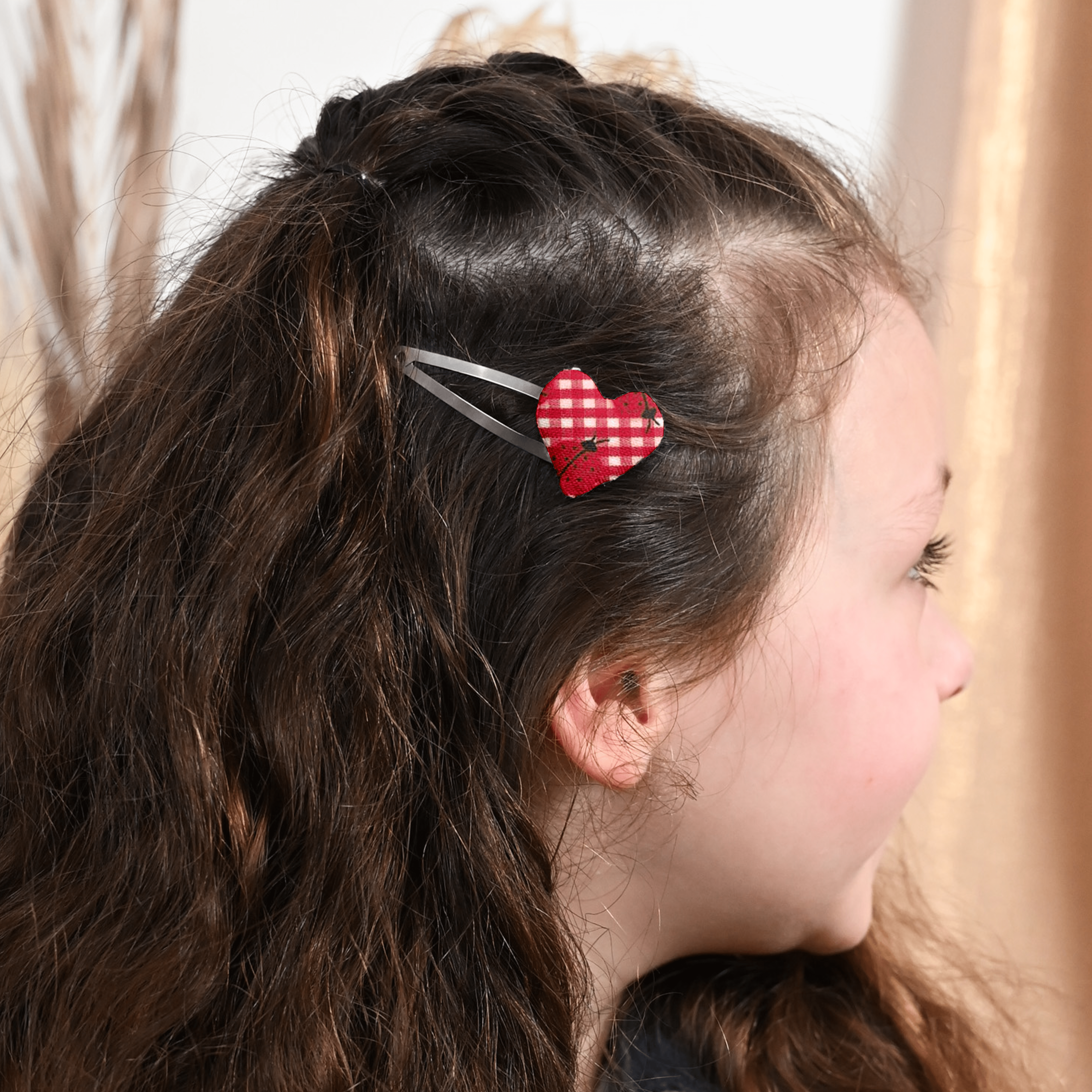 Barrette Clic-Clac Cœur Vichy Coccinelle
