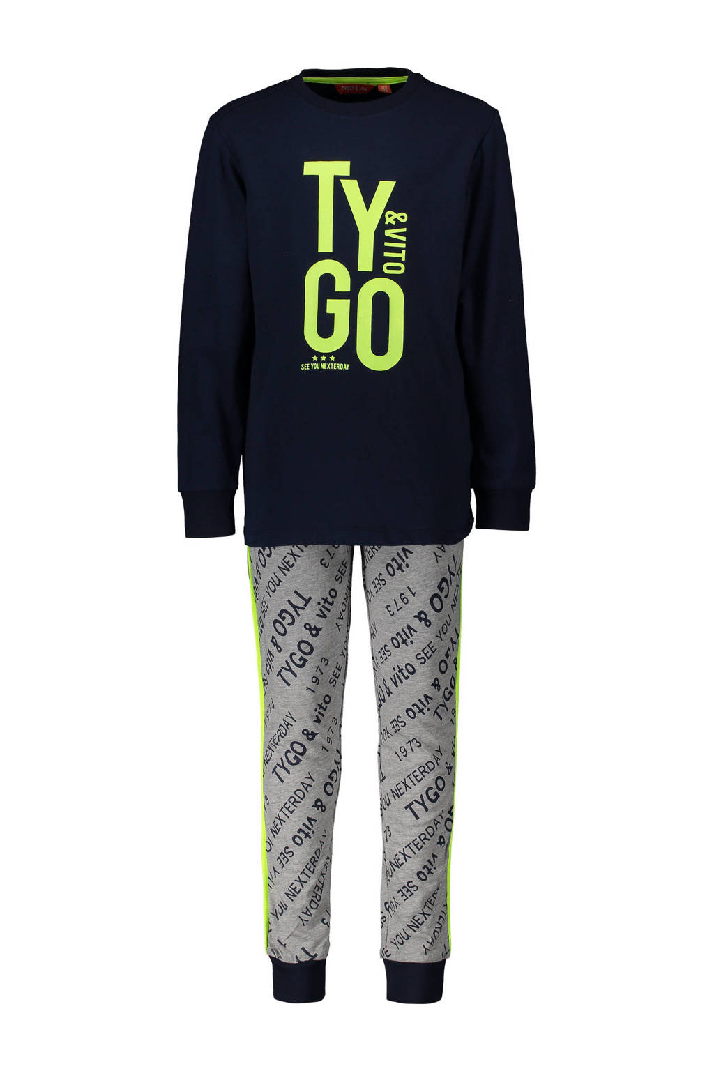 TYGO & vito pyjama met printopdruk donkerblauw/grijs