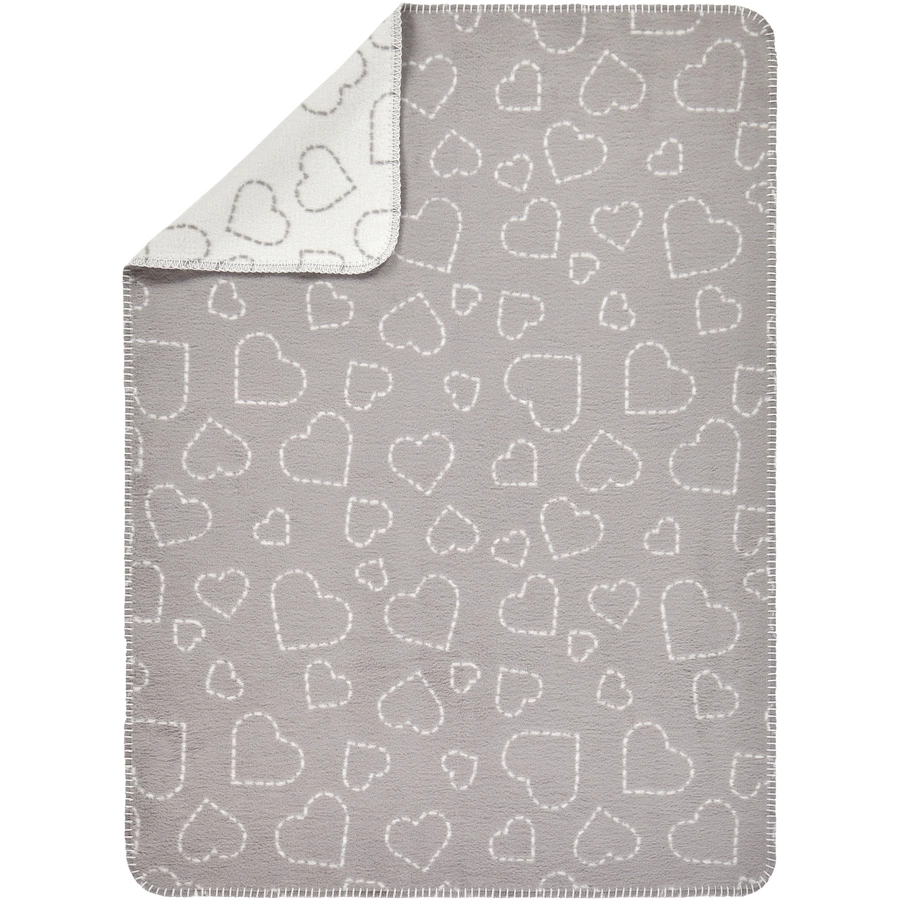 ALVI Babydecke Baumwolle Hearts grey